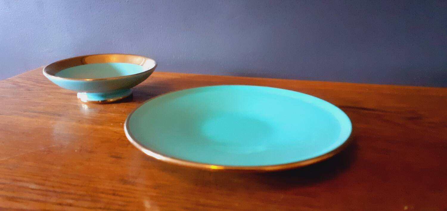 Magdalithe ceramic cup and dish from the 1950s