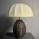 Lampe de table extra large en rotin à tige de crayon avec abat-jour en forme de champignon, années 1970