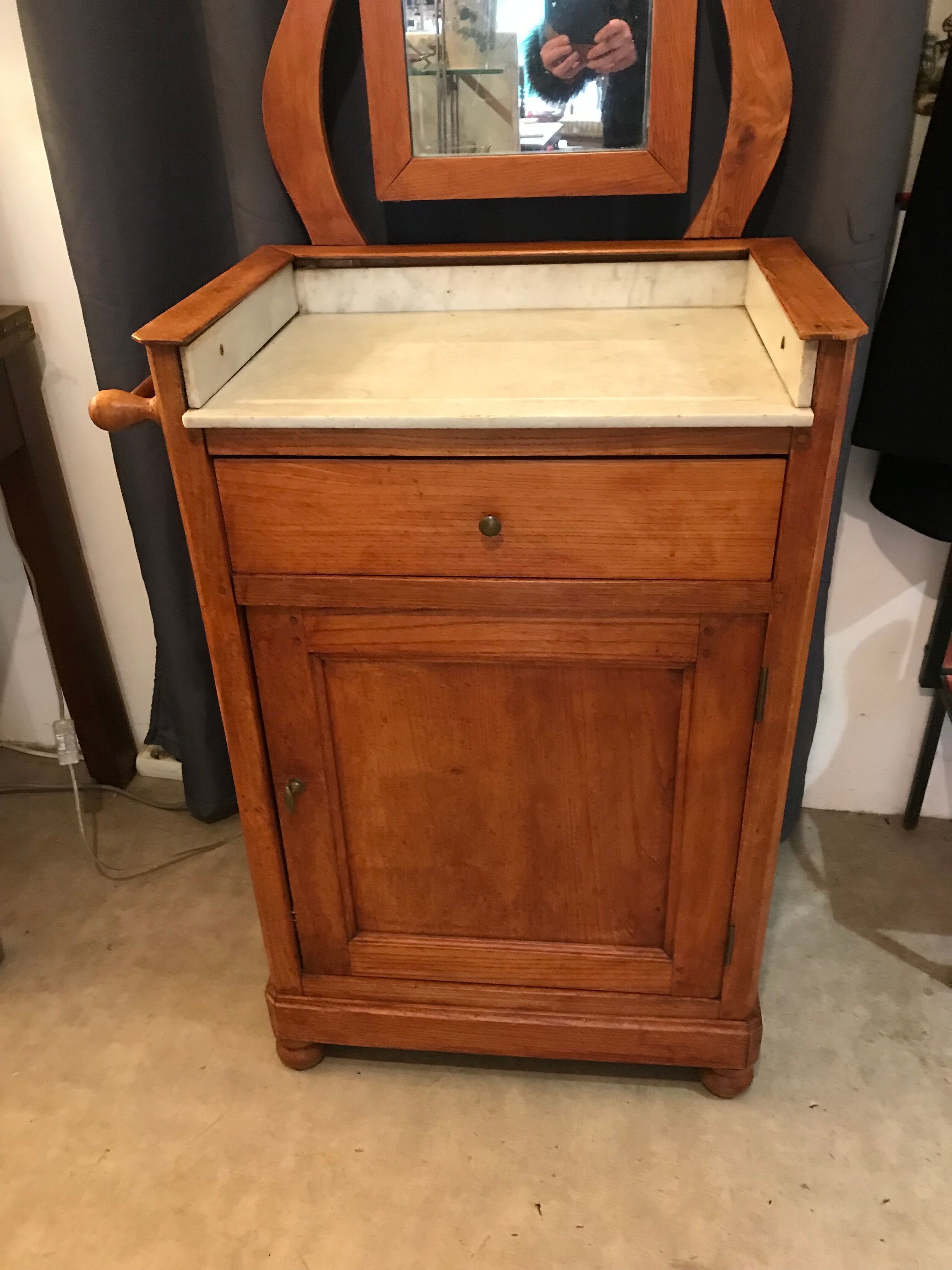 1900 period dressing table pitchpin with marble and mirror