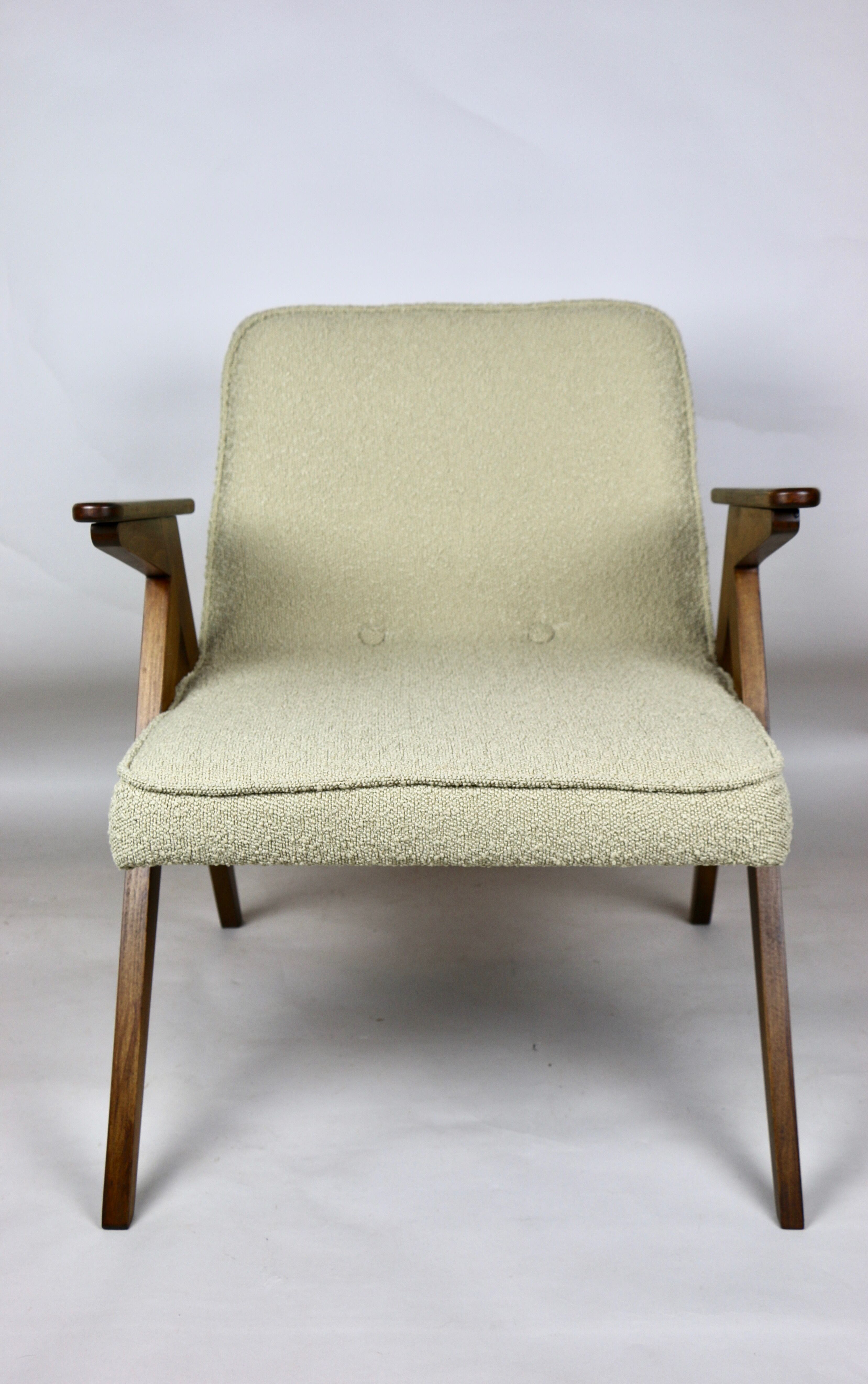 Beige boucle Bunny armchair by Józef Chierowski, 1970s
