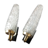 Pair of brass sconces and tulip glass 60