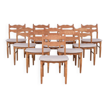 Set of 8 Oak Mid-Century Danish Dining Chairs attr. to Henning Kjaernulf