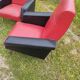 Pair of vintage 60s armchairs – Red and black faux leather