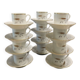 Tasses avec coupelles en porcelaine de limoge