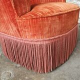 Orange velvet toad armchair