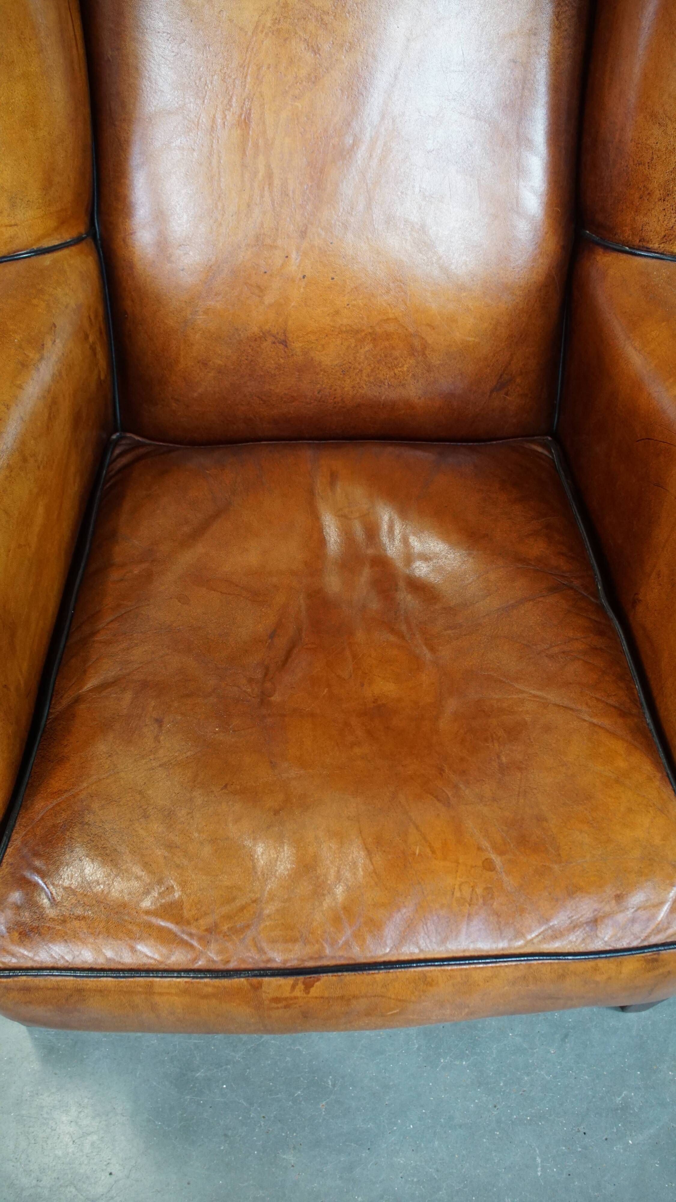 Sheep leather wingback chair