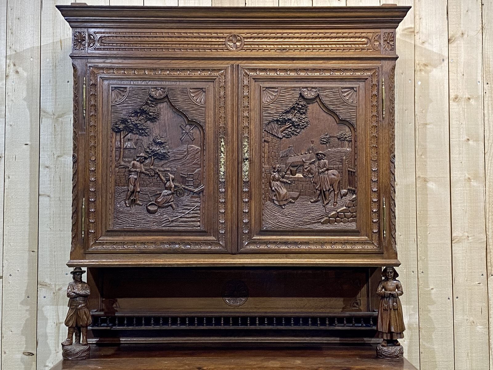 Buffet 2 corps breton en chêne clair