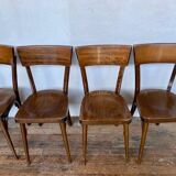 Lot de 8 anciennes chaises bistrot en bois