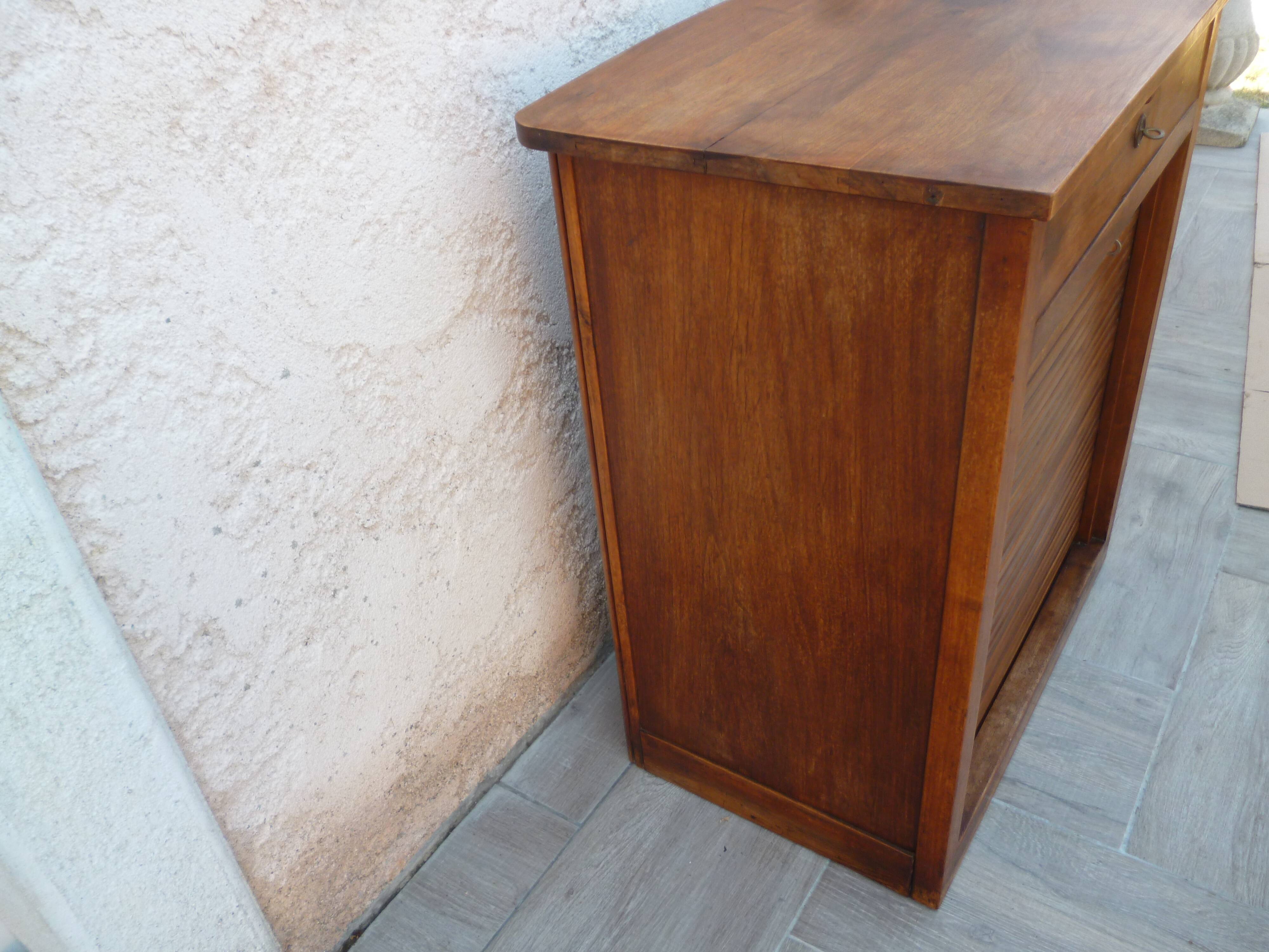 Roll-top Art Deco checkout counter with drawer