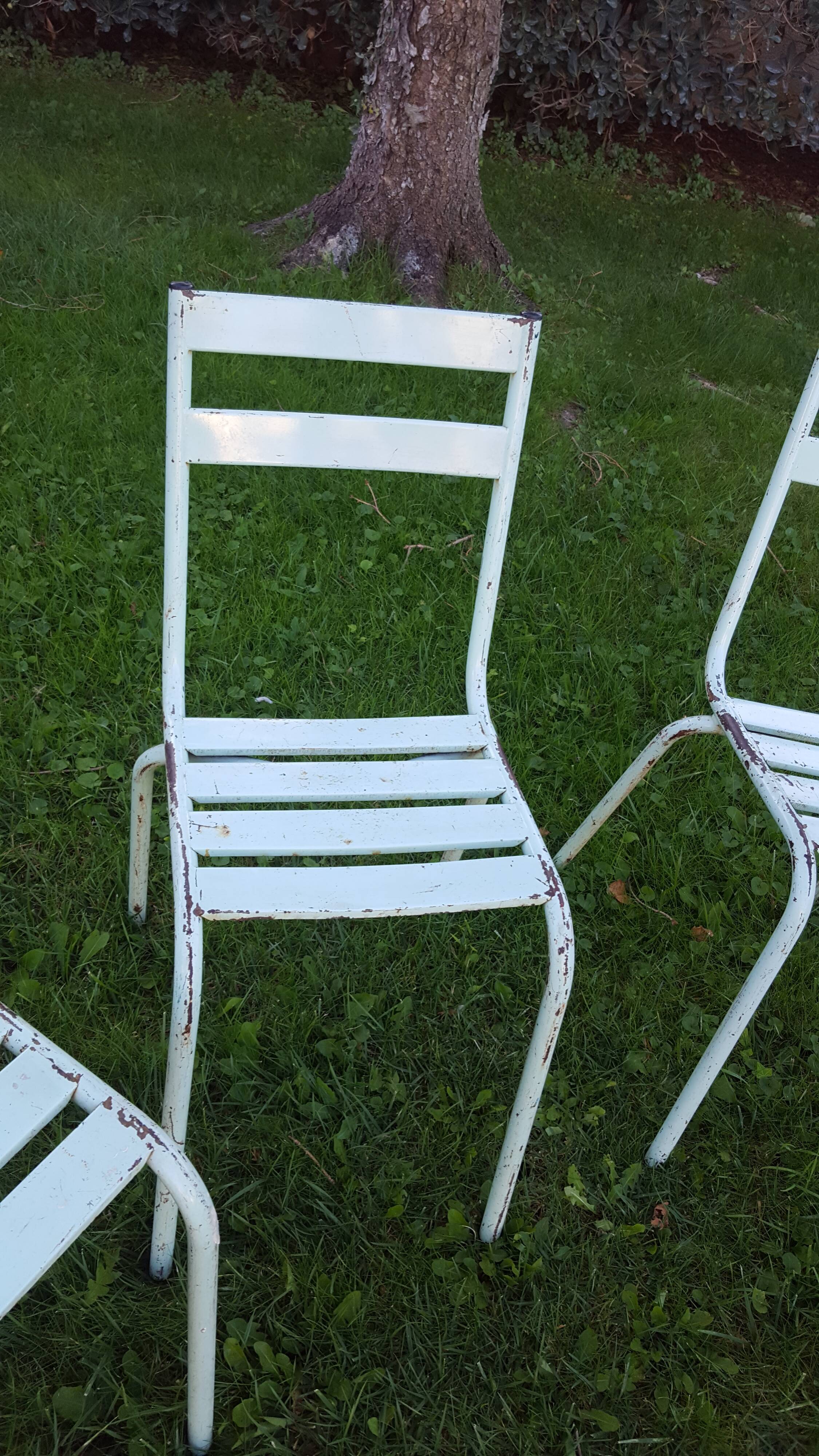 4 metal chairs, 50s