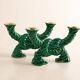 Set of 2 bohemian green ceramic candle holders.