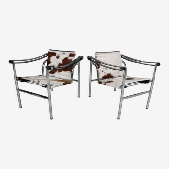 Set de 2 fauteuils modèle-LC1 de Le Corbusier pour Cassina, années 1970, Italie