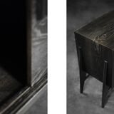 Mid-Century Modern Scandinavian Dark Raw Oak Sideboard with Wooden Handles, 1960s