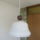 1 of 2 vintage white glass pendant light MCM hanging lamp Yugoslavia 1970's