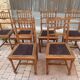 Set of 6 antique turned wooden chairs with embossed leather seats.