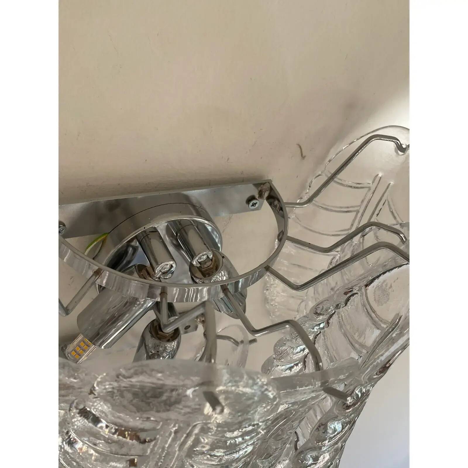 Transparent “Felci” Murano Glass Sconces – A Pair