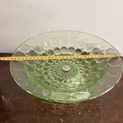 Art Deco Green Moulded Glass Coupe Centre Table with Metal Space Age Base