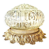 Vintage ceiling light in molded glass and golden brass