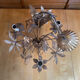 Vintage Lustre + 2 MASCA Wall Lights Hollywood Regency Gold Metal 70s It