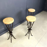 Vintage French wrought iron bar stools, 1960s - set of 3