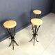 Tabourets de bar en fer forgé vintage français, années 1960 - ensemble de 3