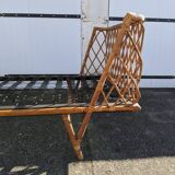 90/190 bed in vintage rattan wicker bamboo Scandinavian design handcrafted