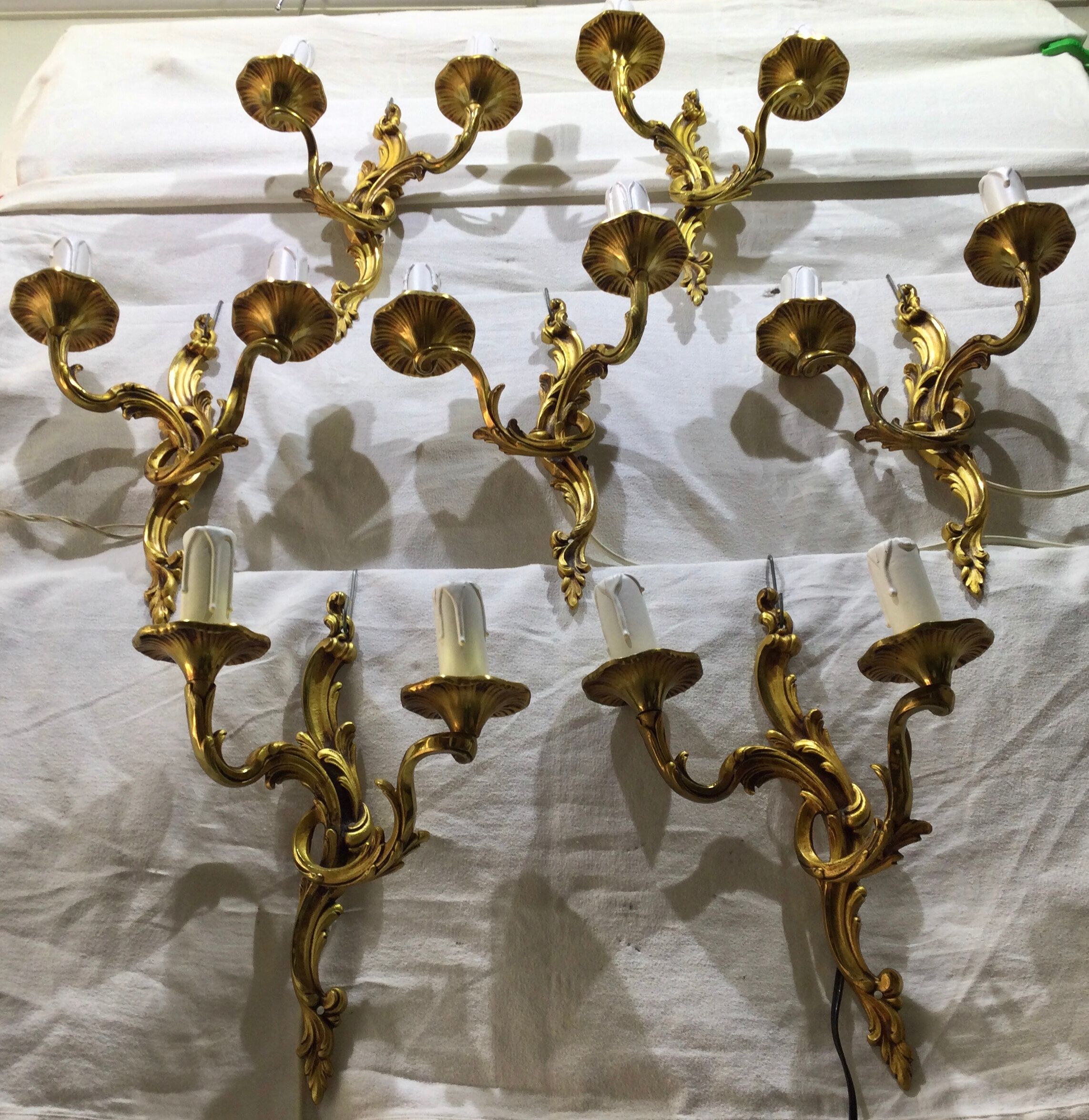 7 Bronze Wall Lamps 2 lights