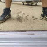 Grey patinated beveled mirror