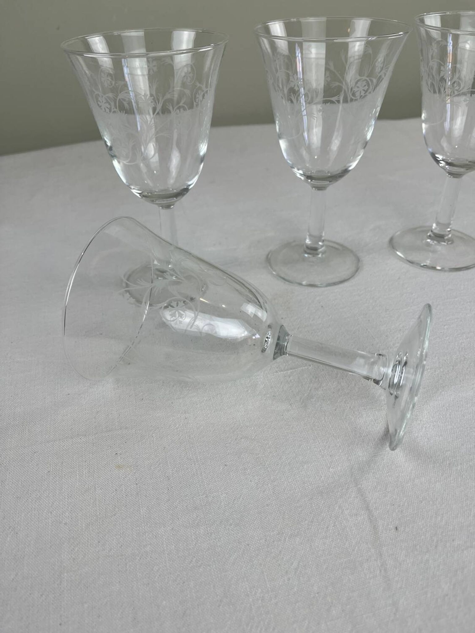 Engraved footed glasses
