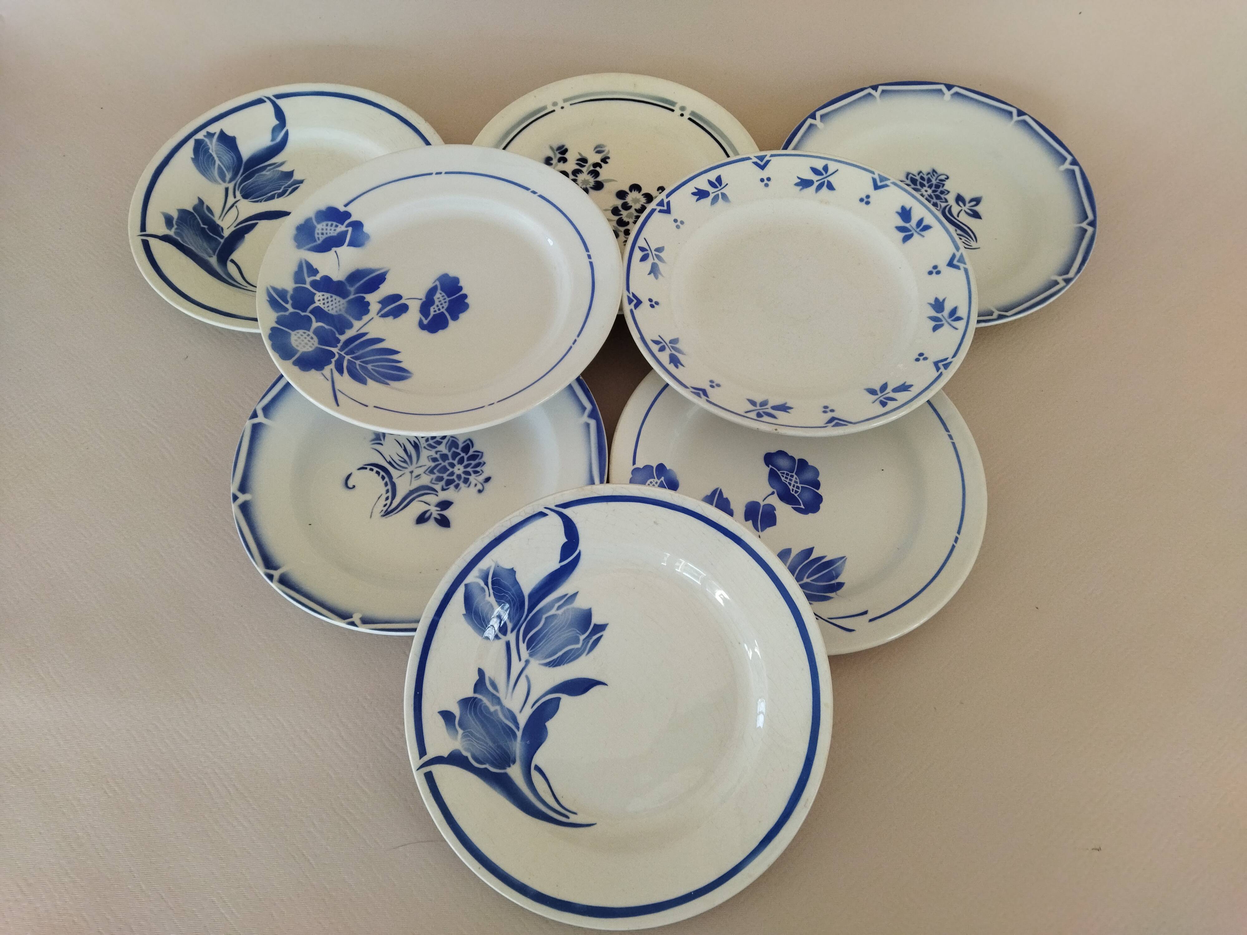 8 French earthenware dinner plates (Gien Sarreguemines Digoin Moulin des Loups Orchies)