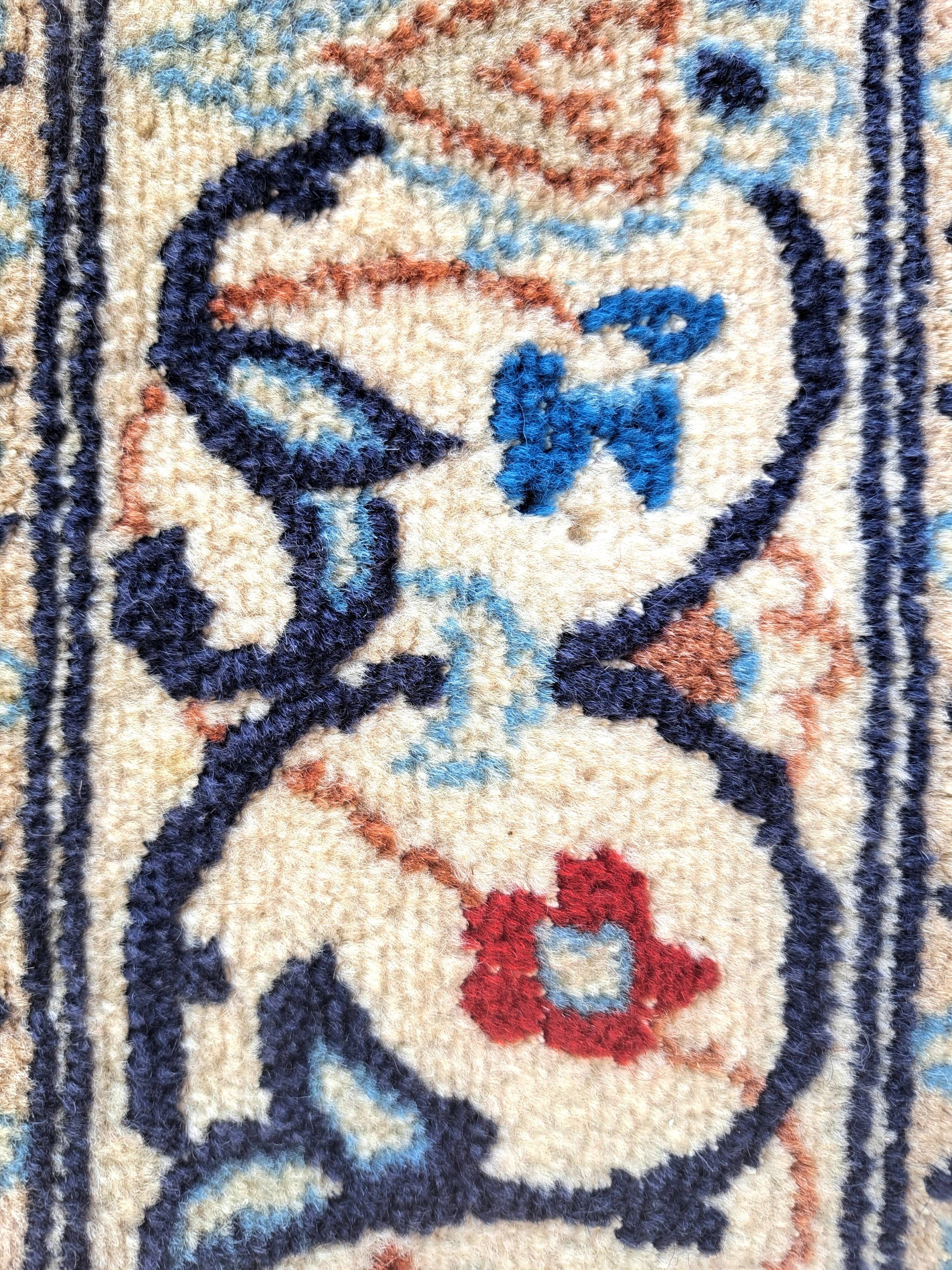 Nain carpet, floral patterns, blue and red, 116x206cm, Iran