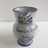 Ancien pichet faïence Gare à la biture Arthur