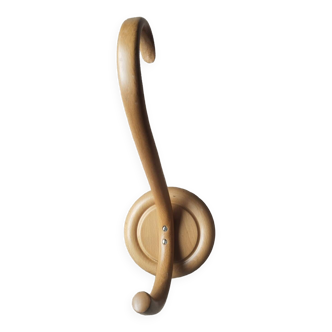 Curved wooden coat hook