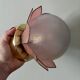 Vintage pink mother-of-pearl wall lamp with frosted glass globe