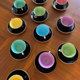 Black and multicolored coffee cup servings
