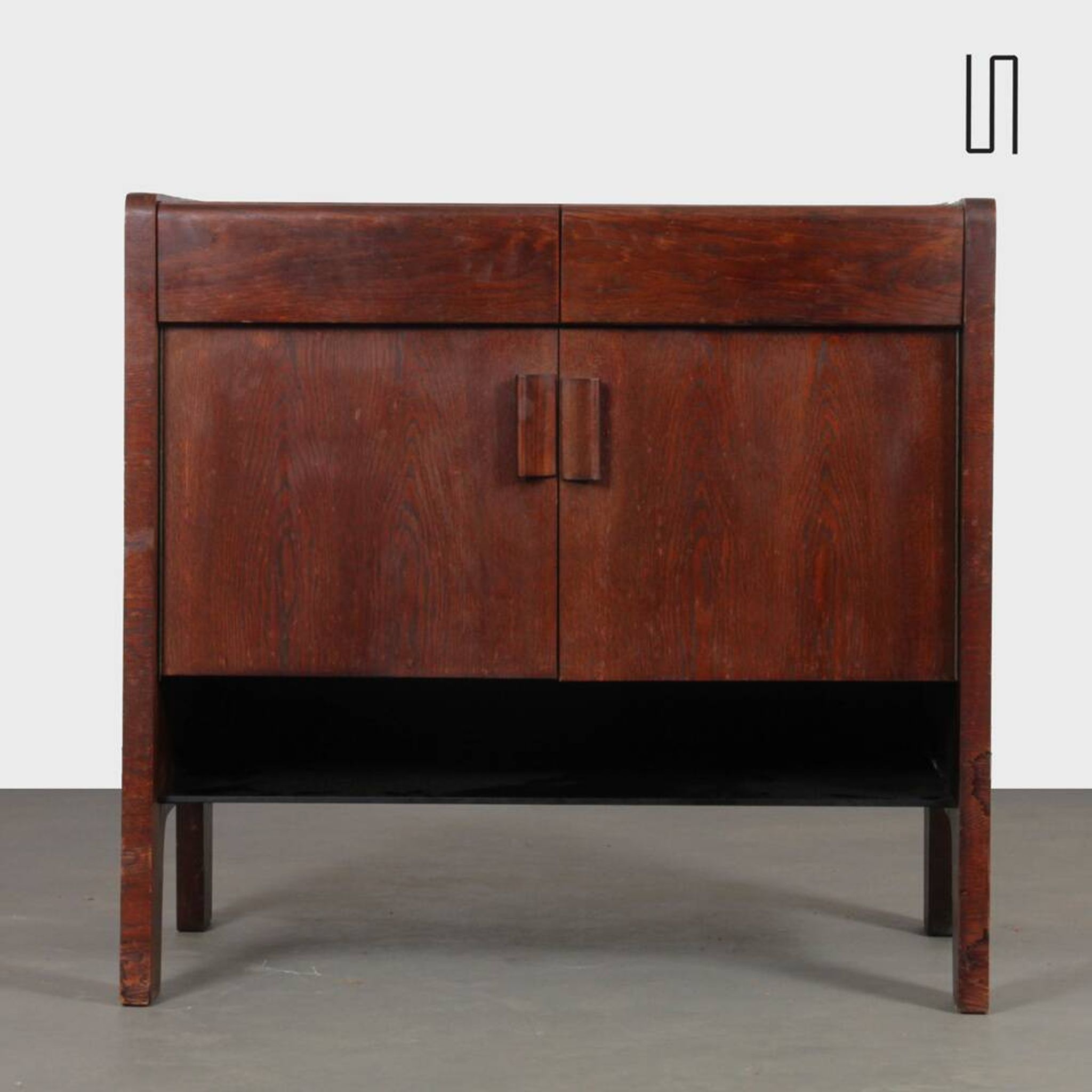 Wooden and opaline chest of drawers from the 1960s
