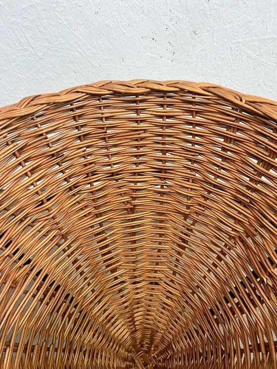Vintage Rattan Point Basket / Plant Furniture, Netherlands 1960's