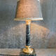 Empire style bedside lamp in bronze and green marble
