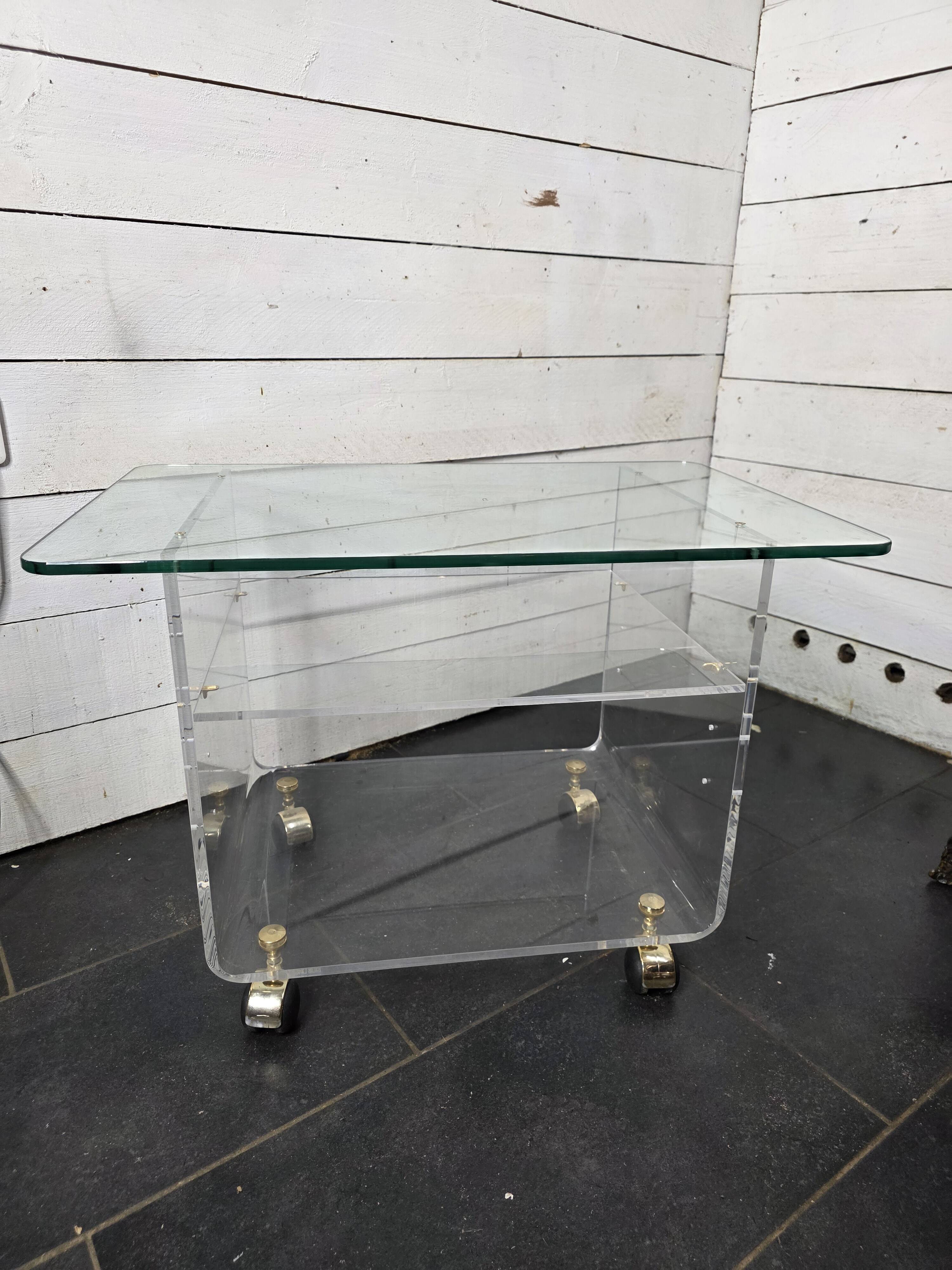 Vintage Plexiglas and Glass Coffee Table by David Lange 1970s