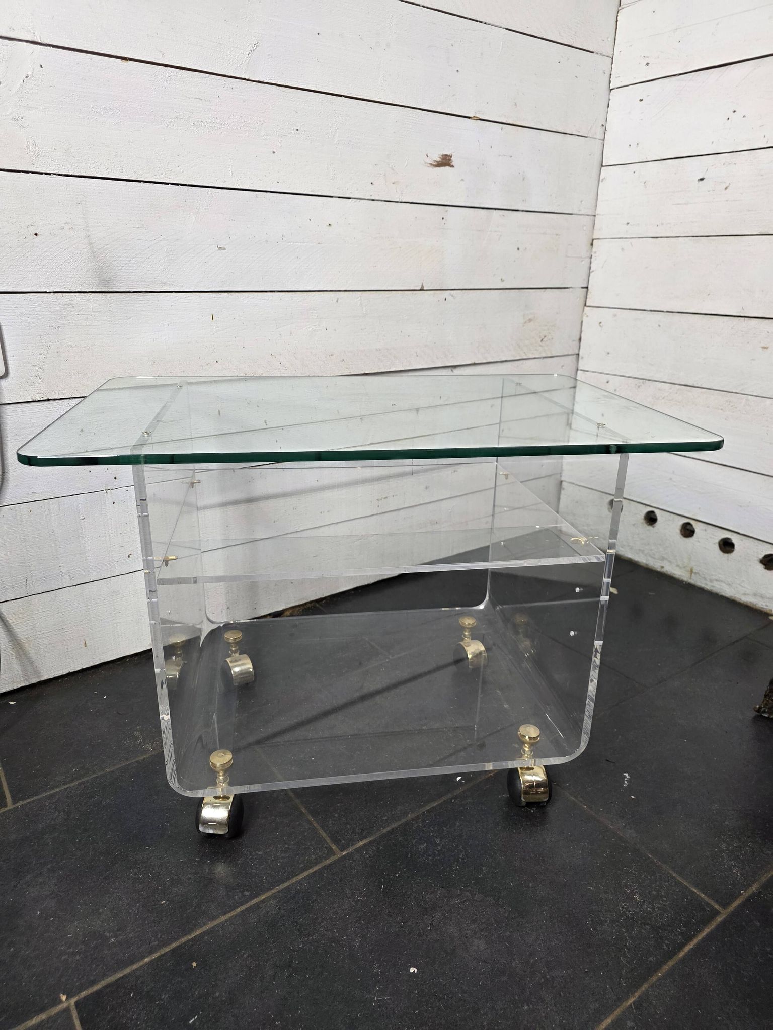 Vintage Plexiglas and Glass Coffee Table by David Lange 1970s