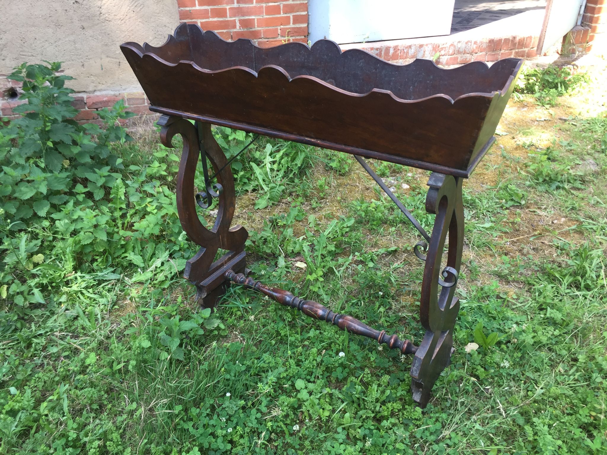 Jardinière bois fer forgé et zinc