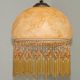 Mid Century Amber Mottled Glass Ceiling Light with Beaded Glass Fringe