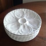 5 white slurries plates.  pillivuyt