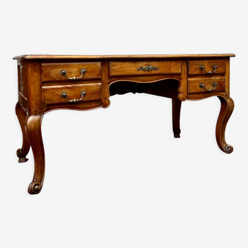 Flat desk in natural wood Louis XV style
