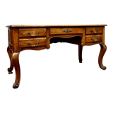 Flat desk in natural wood Louis XV style