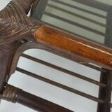 Table d'appoint du milieu du siècle des années 1970, table basse, verre en osier de bambou