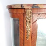 Louis 16 style display case with marquetry and curved glass