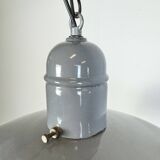 Industrial Grey Enamel Factory Pendant Lamp, 1960s