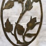 Old small oval brass rose window, width, height 18cm.