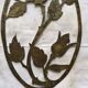 Old small oval brass rose window, width, height 18cm.